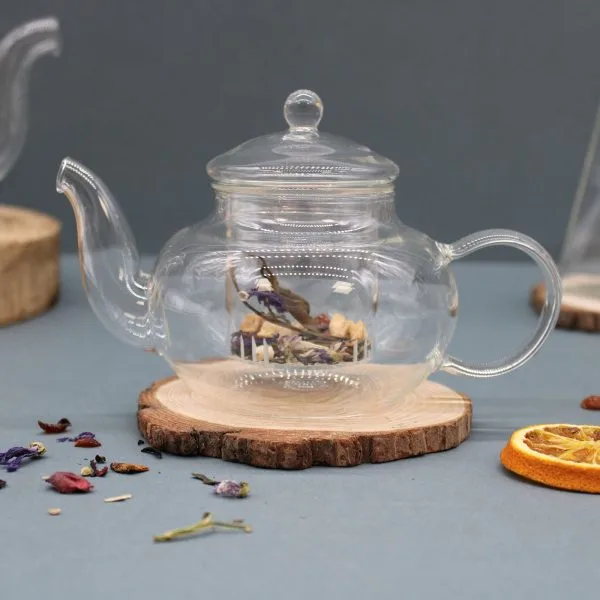 Round Pearl Glass Infuser Teapot (400ml)